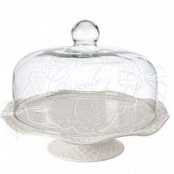 Alzata in ceramica con cupola in vetro linea Wave - H.25x33 cm - Coccole di casa
