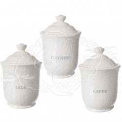 Set 3 barattoli in ceramica linea Mia - H16x11 cm - Coccole di casa