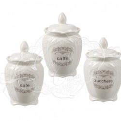 Set 3 barattoli in ceramica linea Rose - H17x11 cm - Coccole di casa