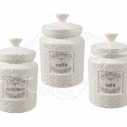 Set 3 barattoli in ceramica linea Daisy - H16x10 cm - Coccole di casa