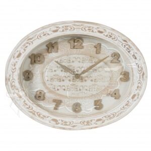 Orologio Maya ovale in legno decapato Coccole di Casa 40X5X30cm