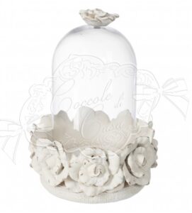 Potiche mini in resina con cupola in vetro – 14×20 cm – Coccole di casa