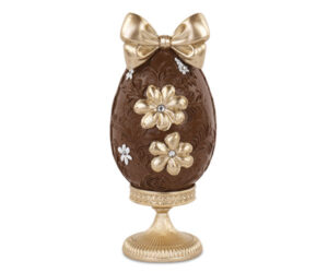 ALZATINA CON UOVO MARRONE-ORO H.20.5 cm