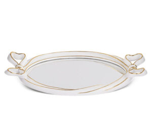 VASSOIO SPECCHIO FIOCCHI BIANCO-ORO 45X25CM