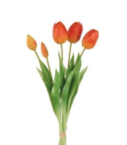 Mazzo 5 Tulipani Arancio Real Touch